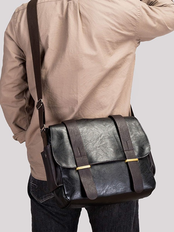Homme Sac carré grande capacité à rabat 