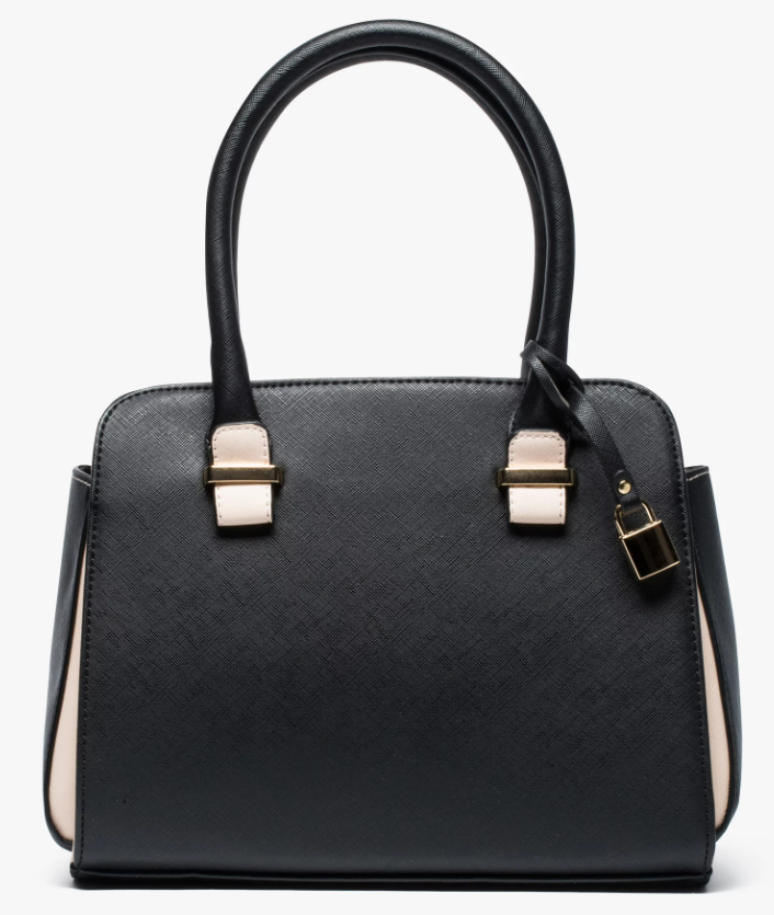 Sac à main femme forme trapèze bicolore noir 40089050225