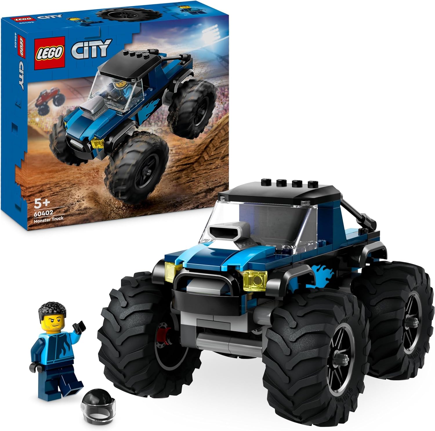Lego City Le Monster Truck Bleu, Jouet Camion Tout-Terrain et Minifigurine de Conducteur