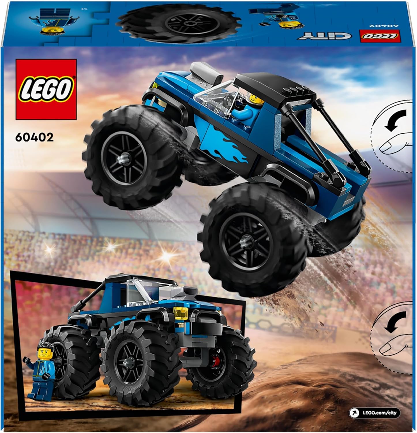 Lego City Le Monster Truck Bleu, Jouet Camion Tout-Terrain et Minifigurine de Conducteur