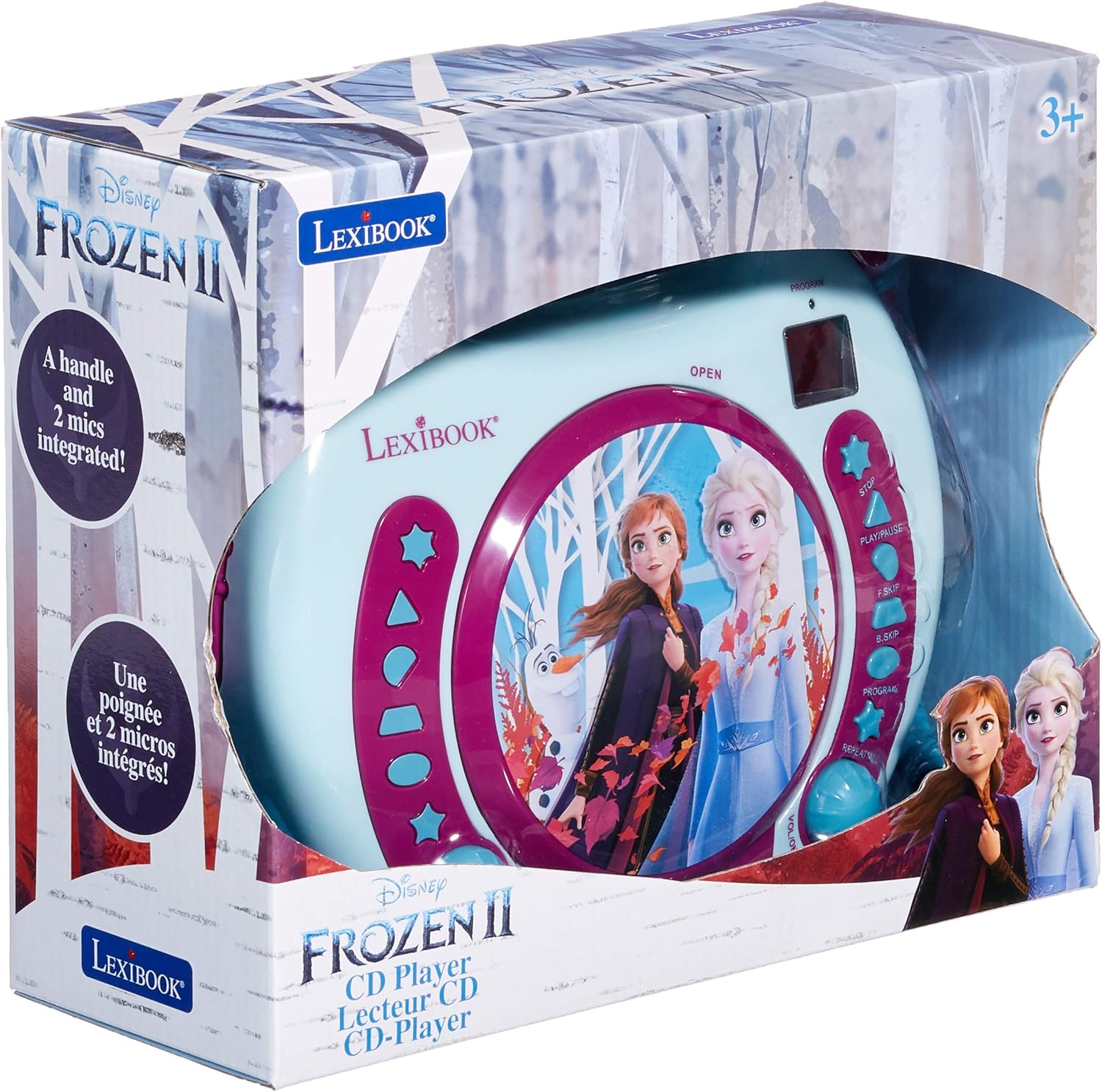 Lexibook Disney Frozen La Reine des Neiges Elsa Lecteur CD pour enfant avec 2 microphones