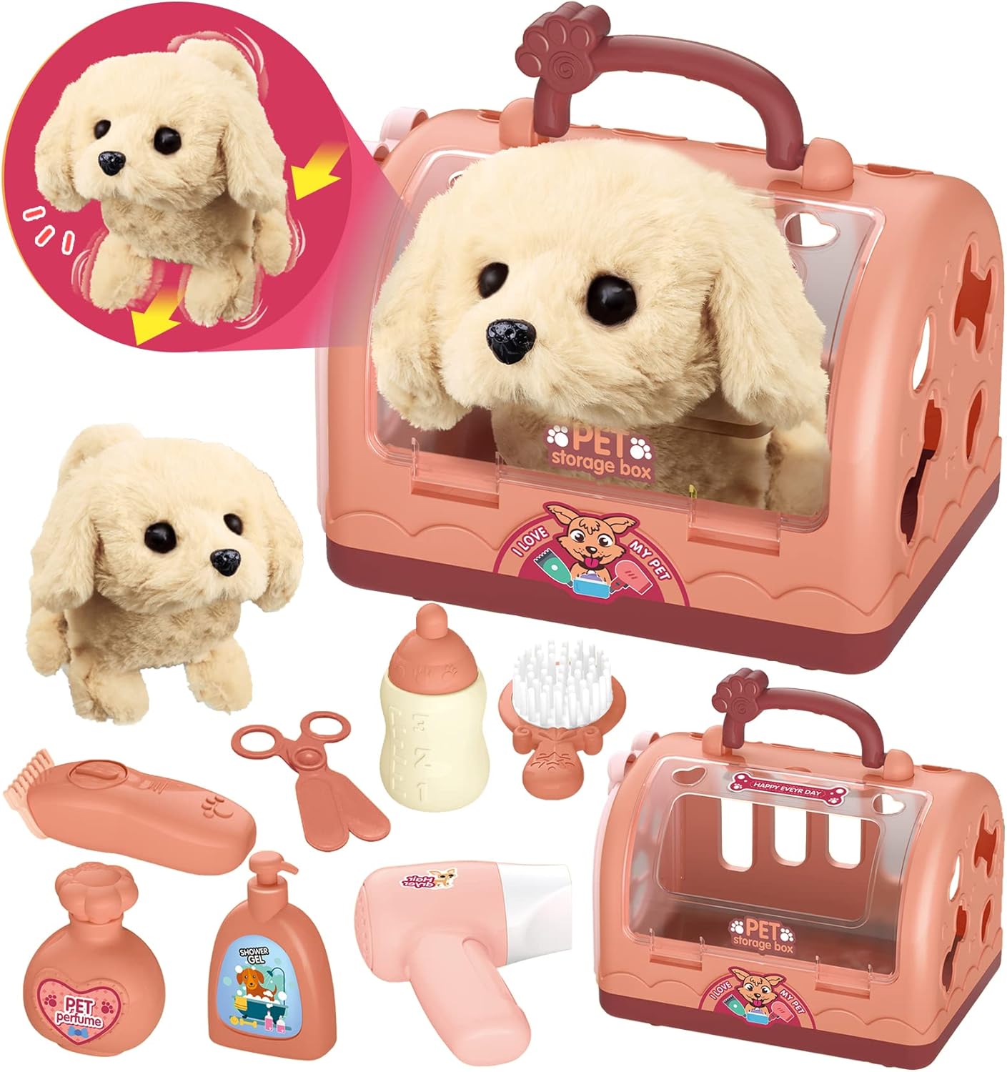 STAY GENT Robot Chien Jouet Enfant Veterinaire Enfant Jouets Kit Toilettage du Chien Interactif 