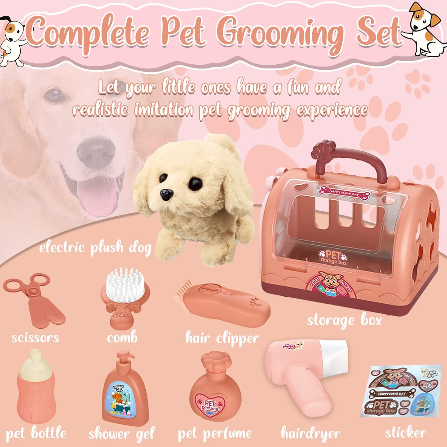 STAY GENT Robot Chien Jouet Enfant Veterinaire Enfant Jouets Kit Toilettage du Chien Interactif 