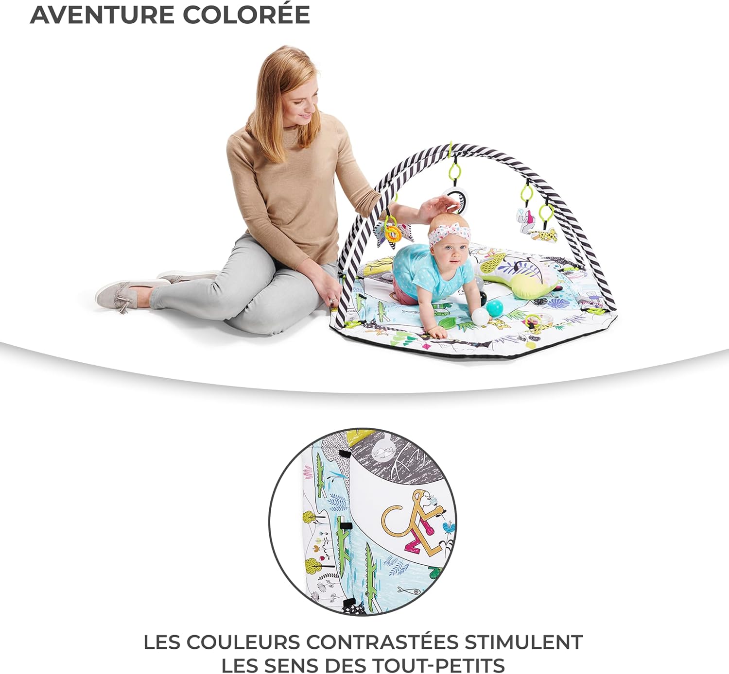 Kinderkraft SMARTPLAY Tapis d'Éveil Bébé, 2 en 1, Éducatif, Parc