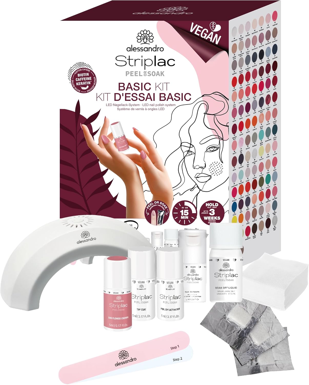 Alessandro Striplac Peel Or Soak Kit de démarrage de vernis à ongles LED basique - Fleur Crown