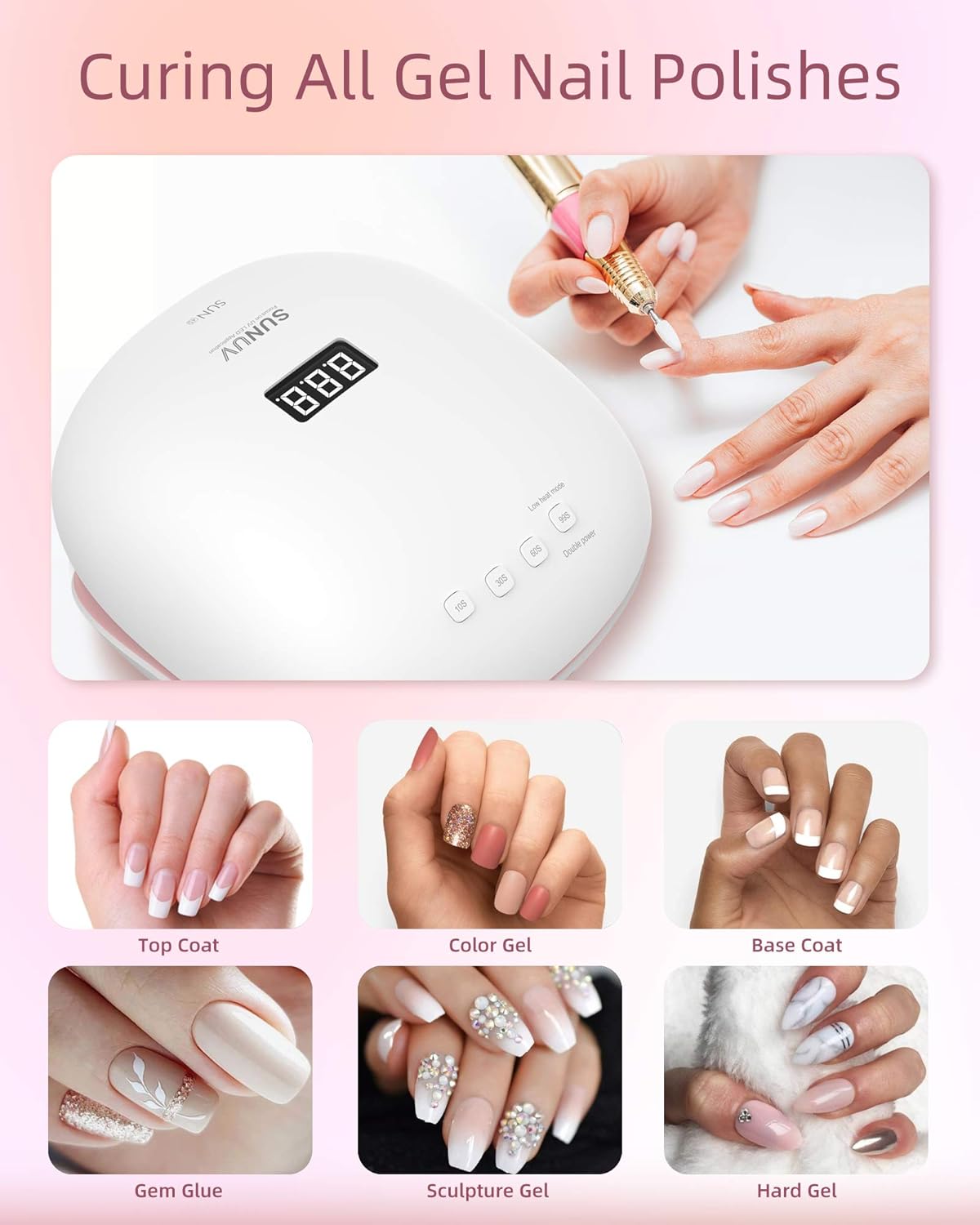 SUNUV Lampe UV Ongles Gel, 48W Lampe UV LED Sèche Ongles