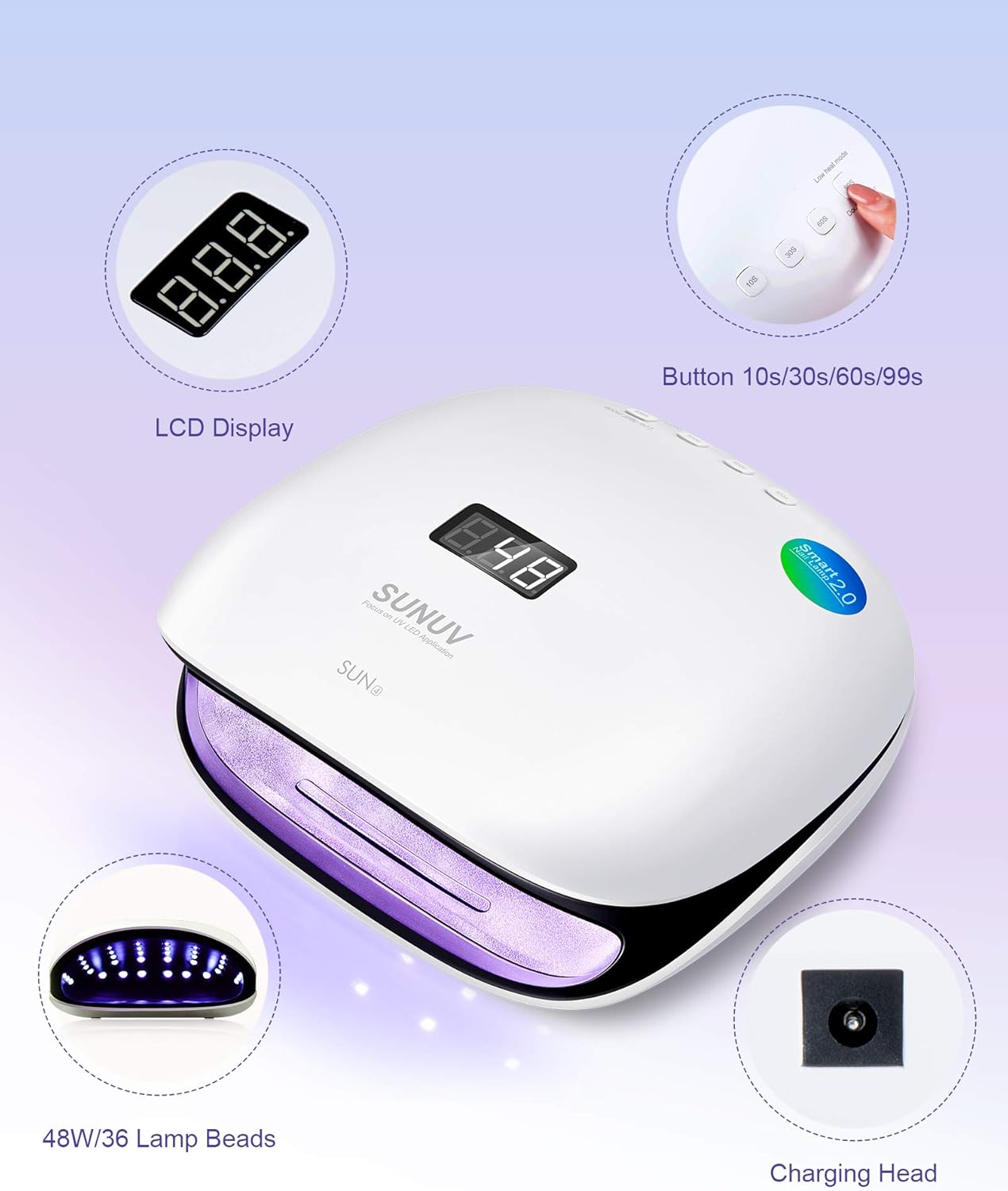  SUNUV Lampe UV LED Ongles Gel, 48W Lampe UV LED